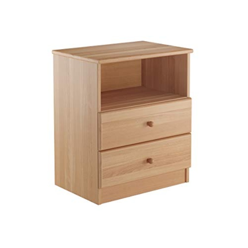Erst-Holz Solido alto comodino in Faggio massello con 2 cassetti e ripiano aperto 90.20-K35