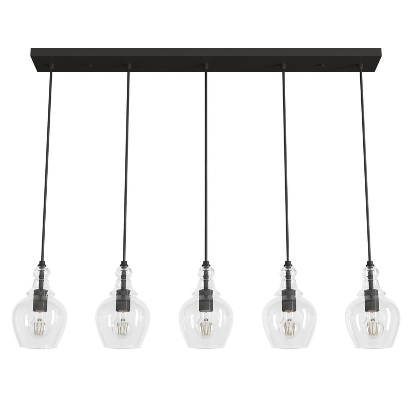 Five Light Linear Cluster from the Maple Park Collection in Noble Bronze Finish by Hunter