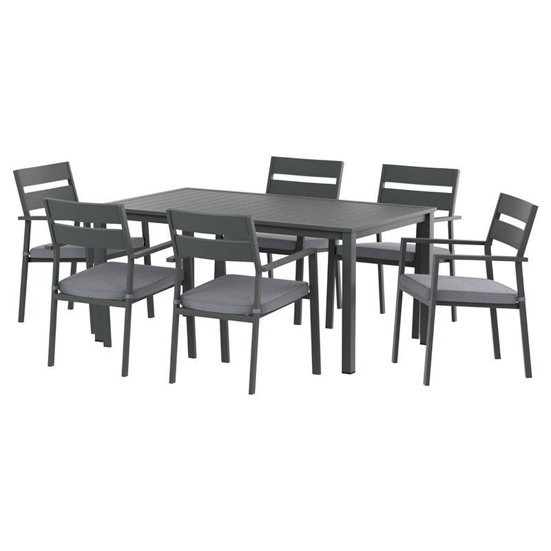 Gardeon Outdoor Dining Set 7 Piece Aluminum Table Chairs Setting Black