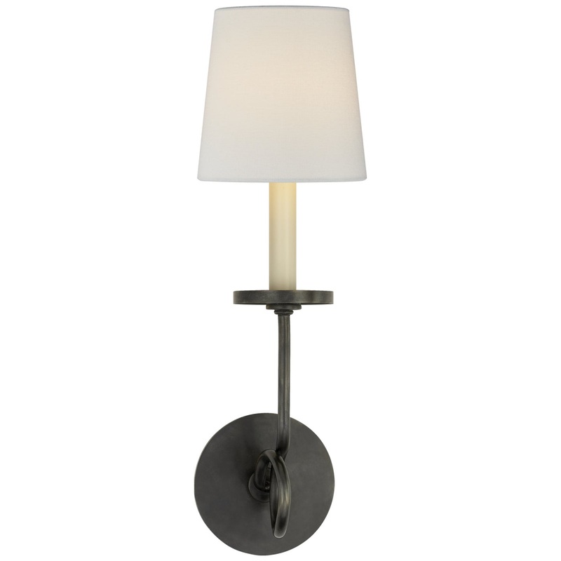 One Light Wall Sconce from the Symmetric Twist Collection in Bronze Finish by Visual Comfort Signature