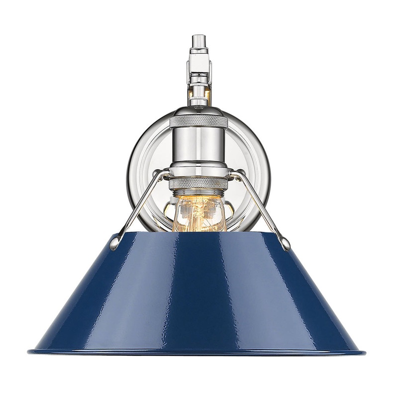 Orwell CH 1 Light Wall Sconce in Chrome with Navy Blue Shade