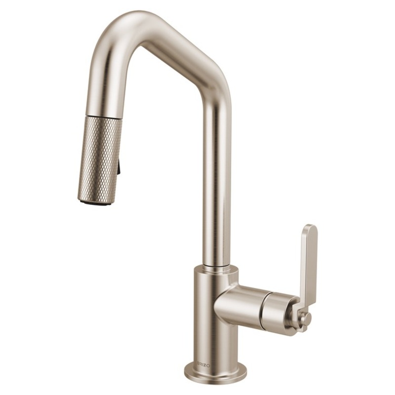 Prep Faucet Litze 1 Industrial Handle ADA Brilliance Stainless Pull Down Dual Function Angle 360 DEG Swivel 1.8 Gallons per Minute