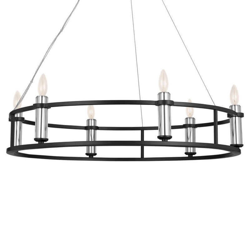 Six Light Chandelier from the Rosalind Collection in Black Finish by Kichler