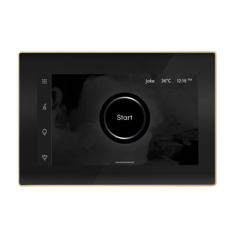 Steam Kit iSteamX Black/Polished Brass Shower Control with Steamhead for MS90 to MSSUPER3