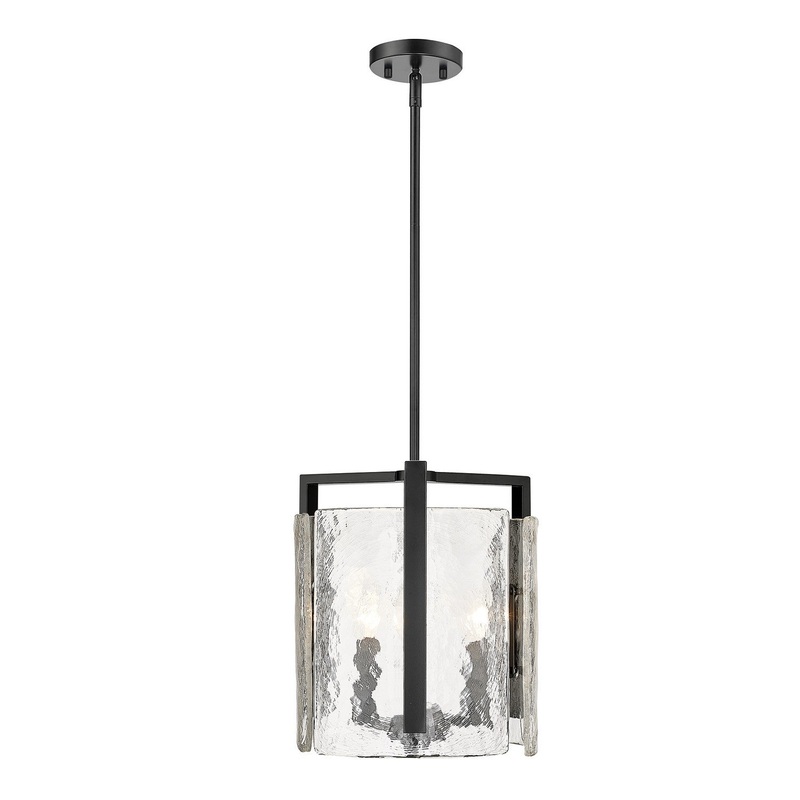 Three Light Pendant from the Aenon Collection in Matte Black Finish by Golden