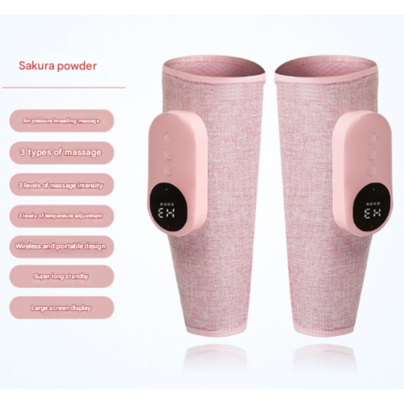 Two-piece Pink Portable Leg Air Pressure Massager with Constant Heat – Slimming and Relaxation