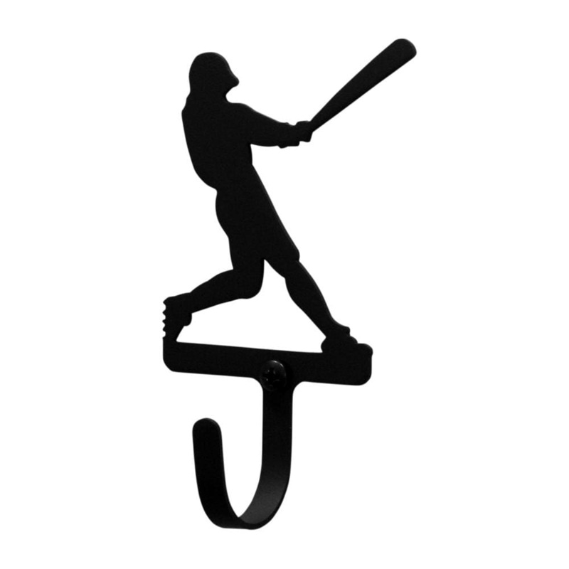Village Wrought Iron WH-182-S Baseball Player Wall Hook Small