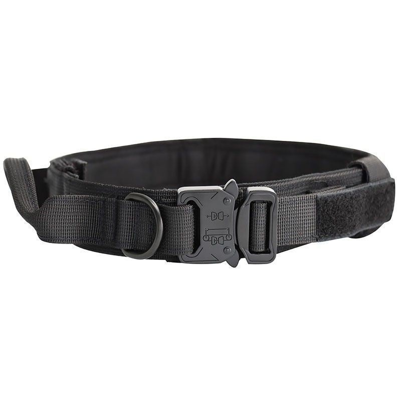 XL Black Tactical Dog Collar – Heavy Duty Nylon Pet Collar for Medium & Large Dogs, Adjustable (3.8cm Width)