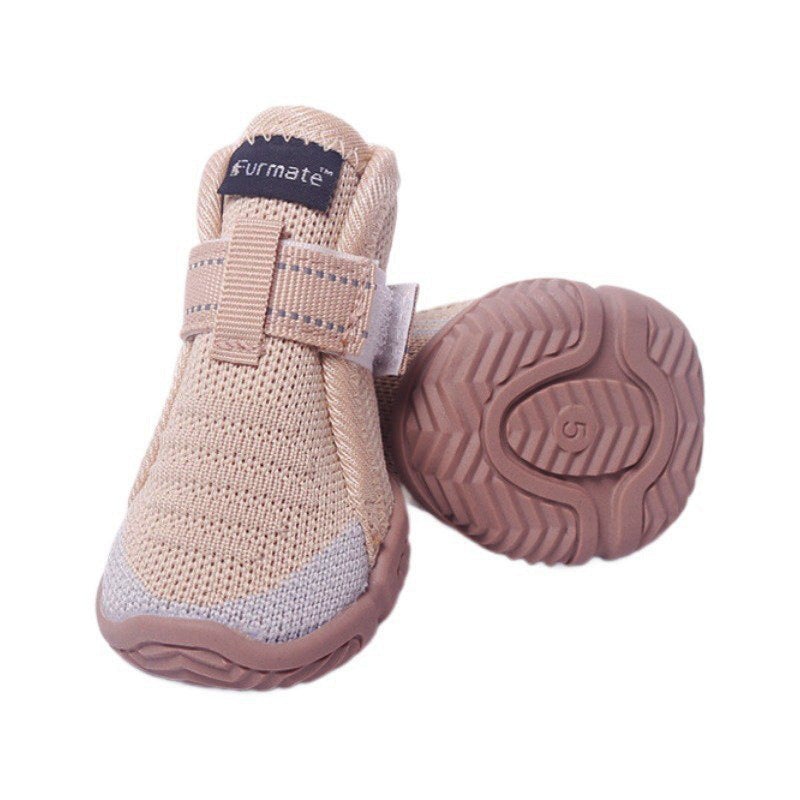 1# Khaki Breathable Woven Dog Shoes for Small to Medium Dogs – Non-Slip, Durable, Anti-Dirty Paw Protectors