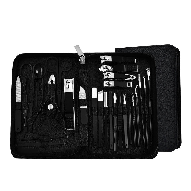 30-Piece Professional Manicure & Pedicure Set,Stainless Steel Grooming Kit(black)
