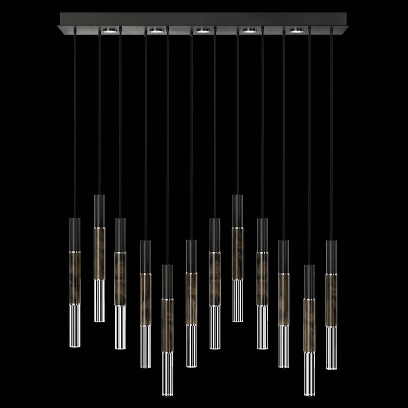 Antonia 61″W Rectangular Pendant Black/Nickel/Charcoal