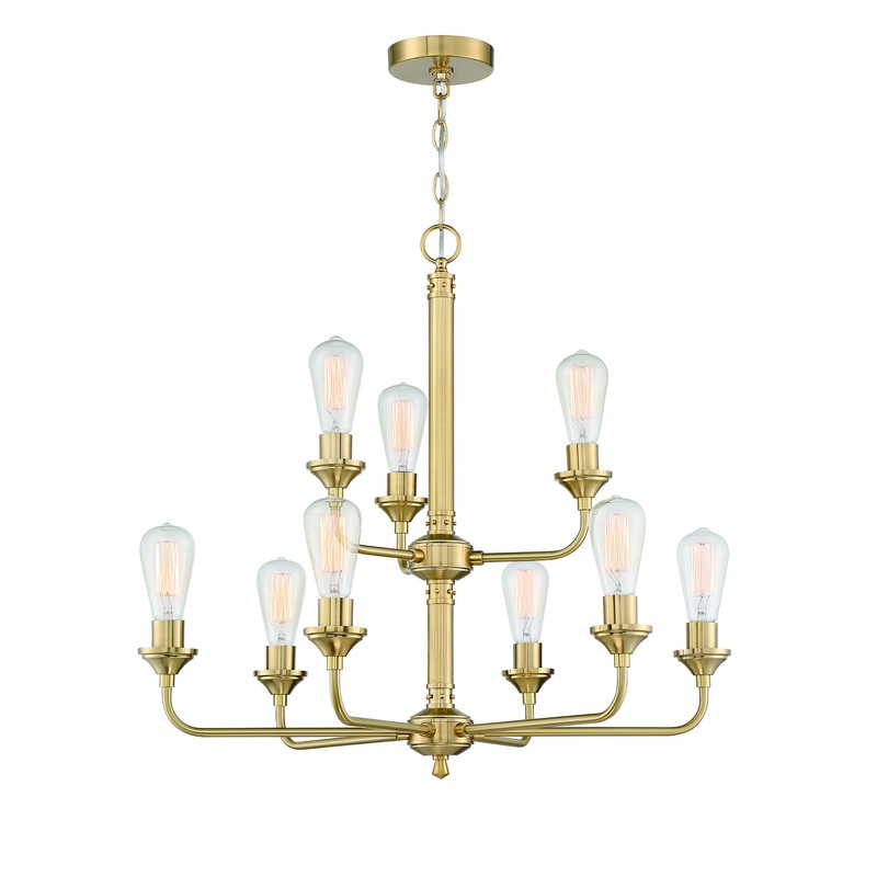 Craftmade 53029-SB Bridgestone Nine Light Chandelier Satin Brass (Discontinued)