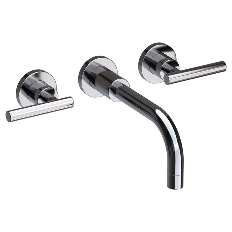 East Linear Two Handle Wall-Mount Bathroom Faucet with Lever Handles – Midnight Chrome