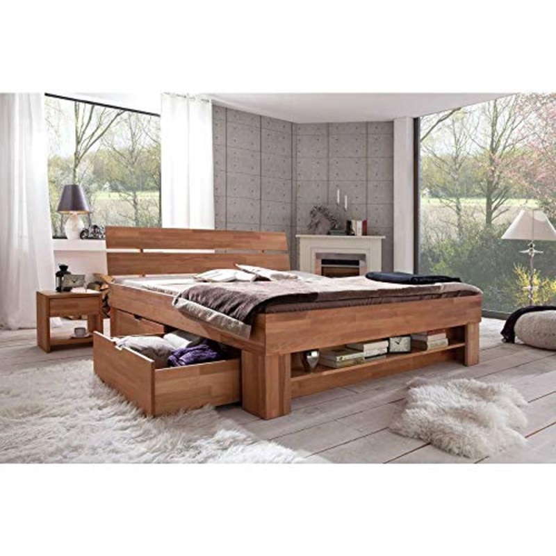Elfo Futon Lettino Futon Granada 140 x 200 cm, con cassetti in faggio oliato