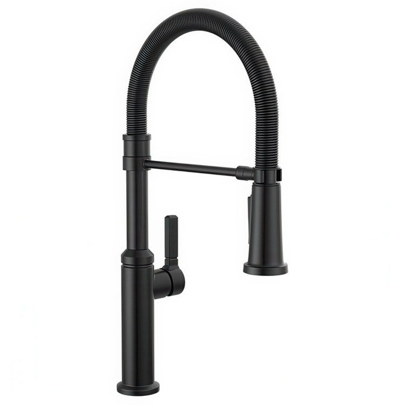 Kitchen Faucet Rhett 1 Lever ADA Matte Black Gooseneck Swivel 360 DEG 1/3 Hole Deck Mount Diamond Seal Touch-Clean MagnaTite 1.8 Gallons per Minute