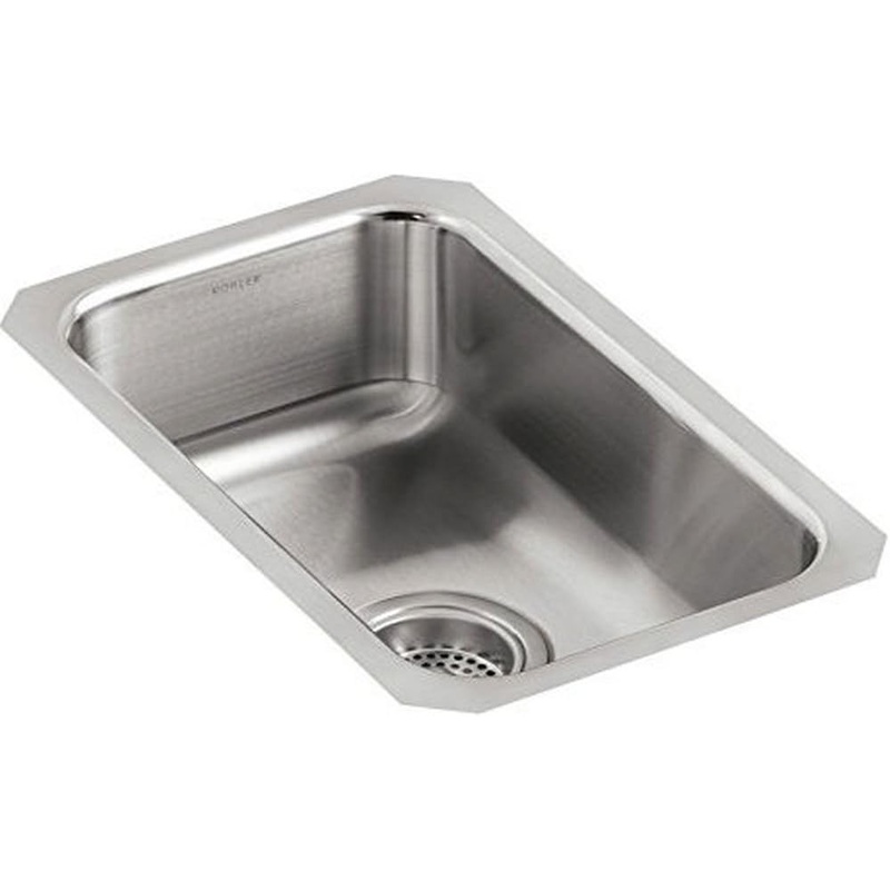 Kohler K-3333-NA 10-3/4″ 1-Bowl Square Basin Undermount Bar Sink Stainless Steel