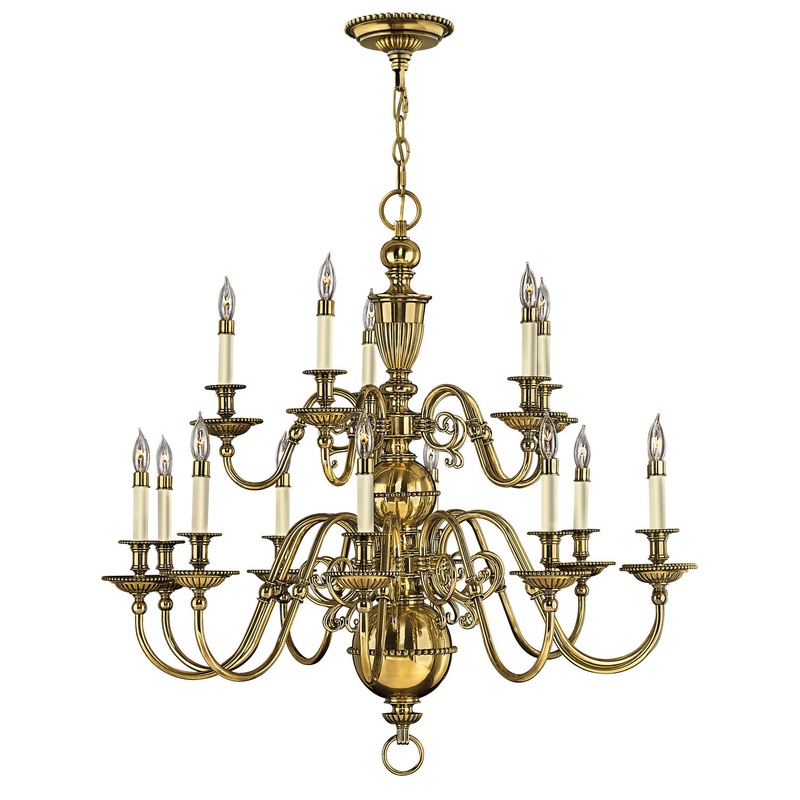 LED Foyer Chandelier from the Cambridge Collection in Burnished Brass Finish by Hinkley