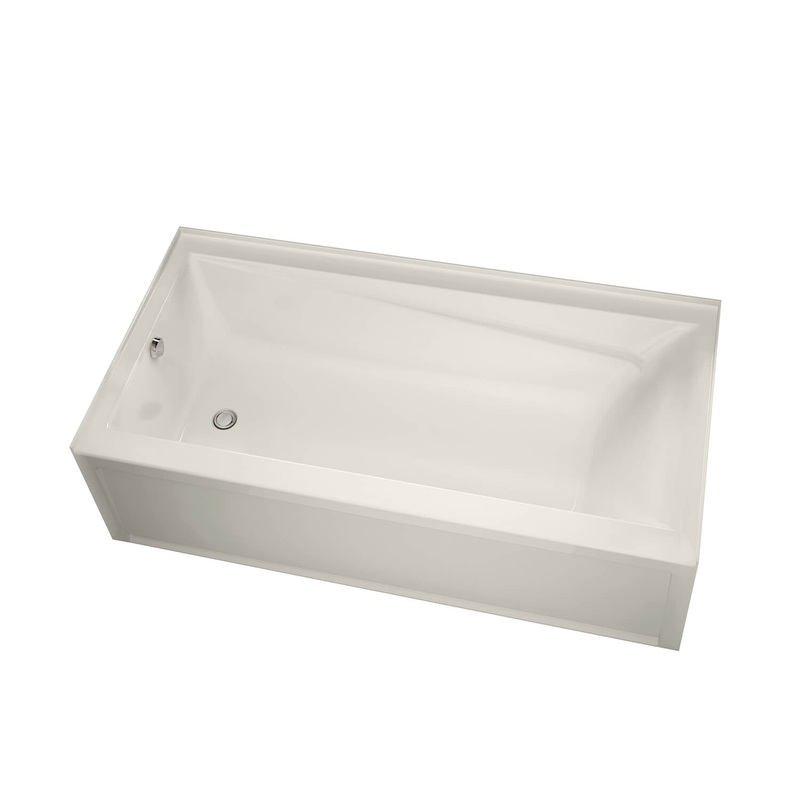 MAAX 105454-091-007-103 New Town 6030 IFS Acrylic Alcove Right-Hand Drain 10 Microjets Bathtub in Biscuit