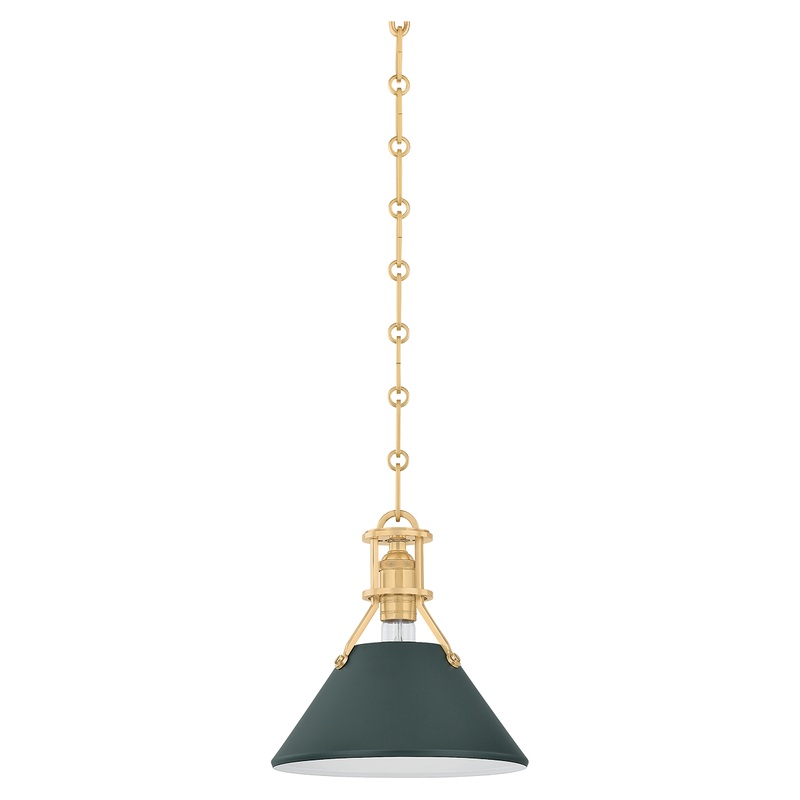 Painted No.2 1-Light Pendant Aged Brass/Soft Studio Green