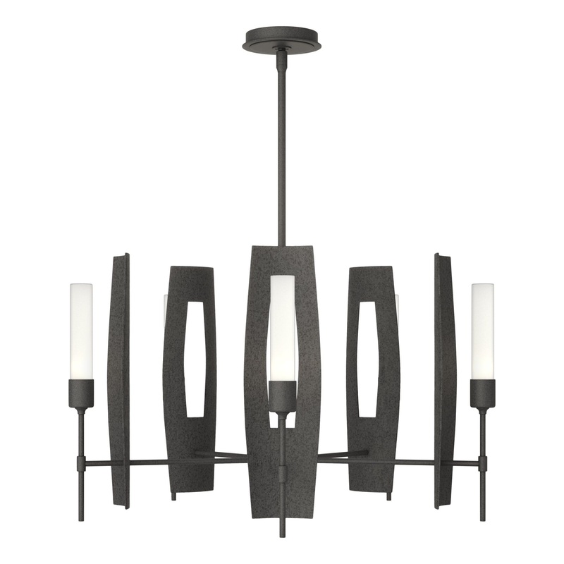 Passage 5-Light Circular Pendant Natural Iron Frosted Glass (FD)