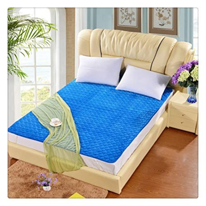 Yousiju Coprimaterassi for materassi Imbottiti in Flanella for Letti Copripiumino Stampato Solido sul Materasso (Color : Blue, Size : 180x200cm)