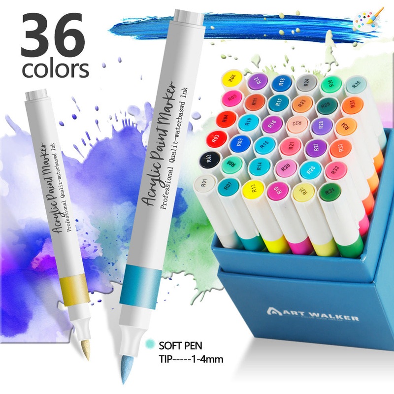 36 Color Acrylic Marker Pens for Kids – Washable Drawing and Doodling Set for Creative Art