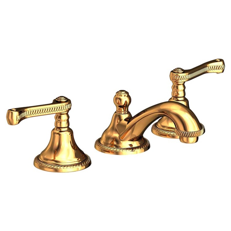 Amisa Two Handle Widespread Bathroom Faucet with Cross Handles with Drain – Polished Gold PVD