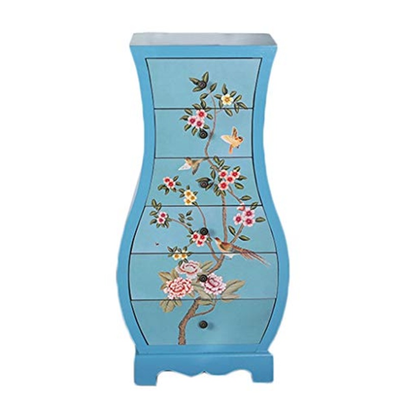 Armadietto del Secchio Dipinto Creativo Vaso di stoccaggio Armadio del Salotto (Color : Blue)