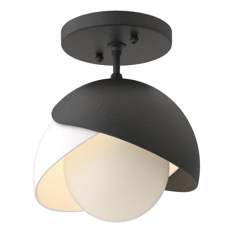Brooklyn 1-Light Double Shade Semi-Flush Black White