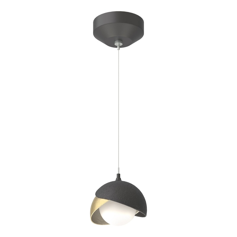 Brooklyn Double Shade Low Voltage Mini Pendant Black Modern Brass