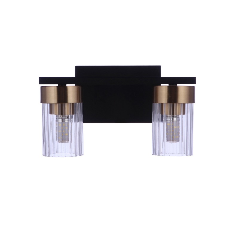 Craftmade 11811FBSB2 Bond Street Two Light Vanity Flat Black/Satin Brass