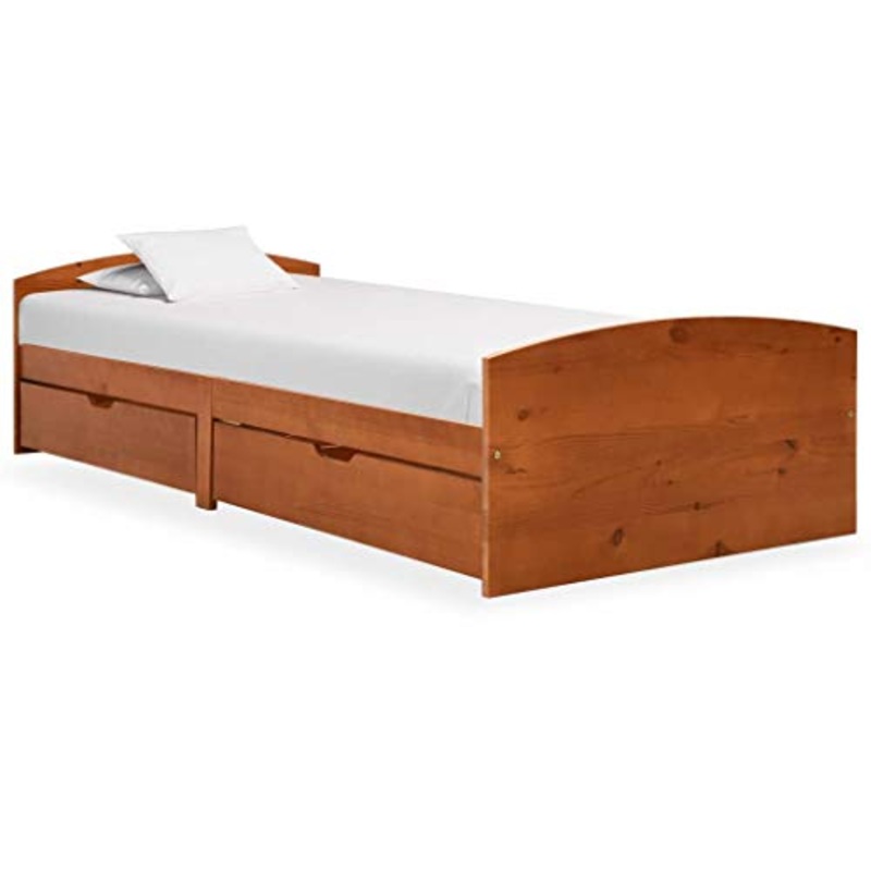 FAMIROSA Giroletto con 2 Cassetti Marrone Miele Legno di Pino 90×200 cm-2156