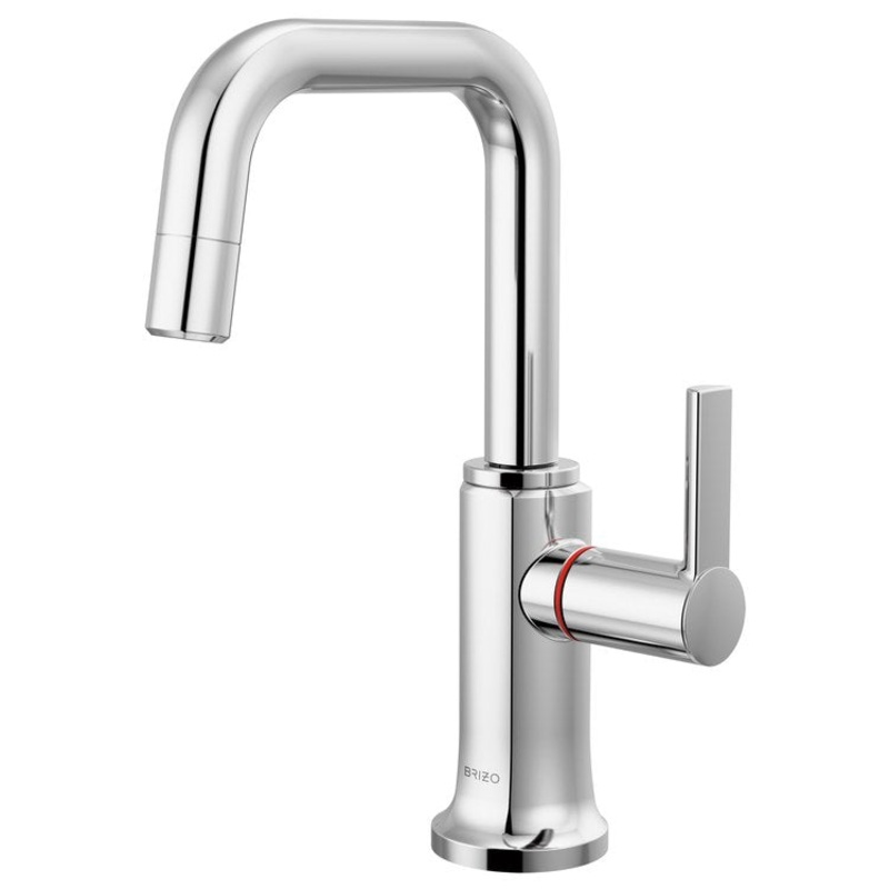 Hot Water Dispenser Kintsu Instant Faucet 1 Lever ADA Square 360 DEG Swivel Lumicoat Polished Chrome