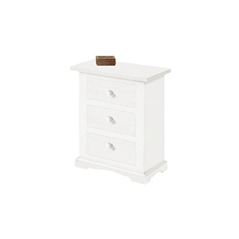InHouse srls Comodino, Arte povera, in Legno massello e MDF con rifinitura in Bianco Opaco – Mis. 60 x 35 x 70