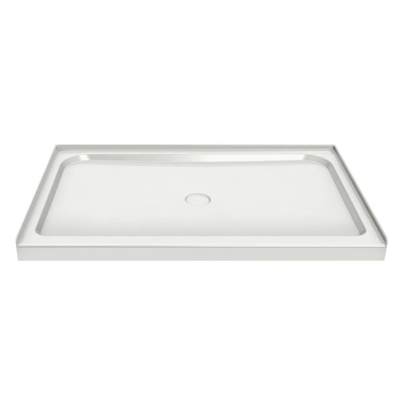 MAAX 102002-000-001-000 Rectangular Base 4834 3 in. Acrylic Alcove Shower Base with Center Drain in White
