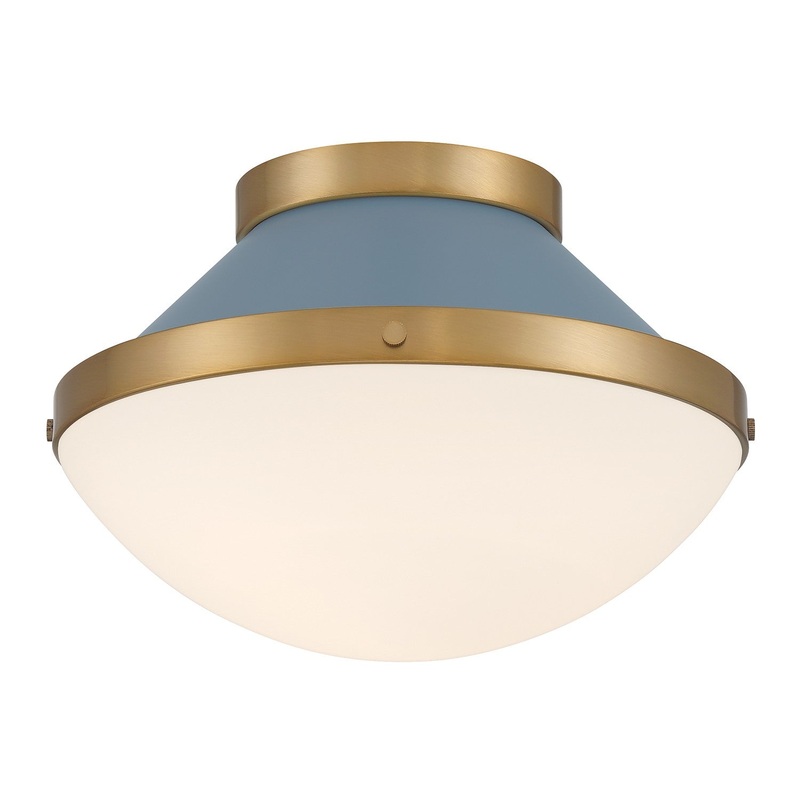 One Light Flush Mount from the Xander Collection in Vibrant Gold/Blue Finish by Crystorama