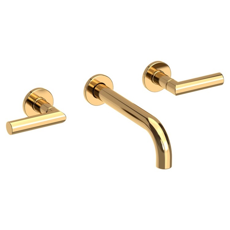 Pavani Two Handle Wall-Mount Bathroom Faucet – Polished Brass Uncoated