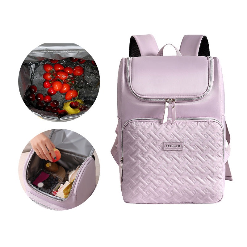 Purple Waterproof Insulated Backpack – Large Capacity Cooler Bag for Camping and Picnics