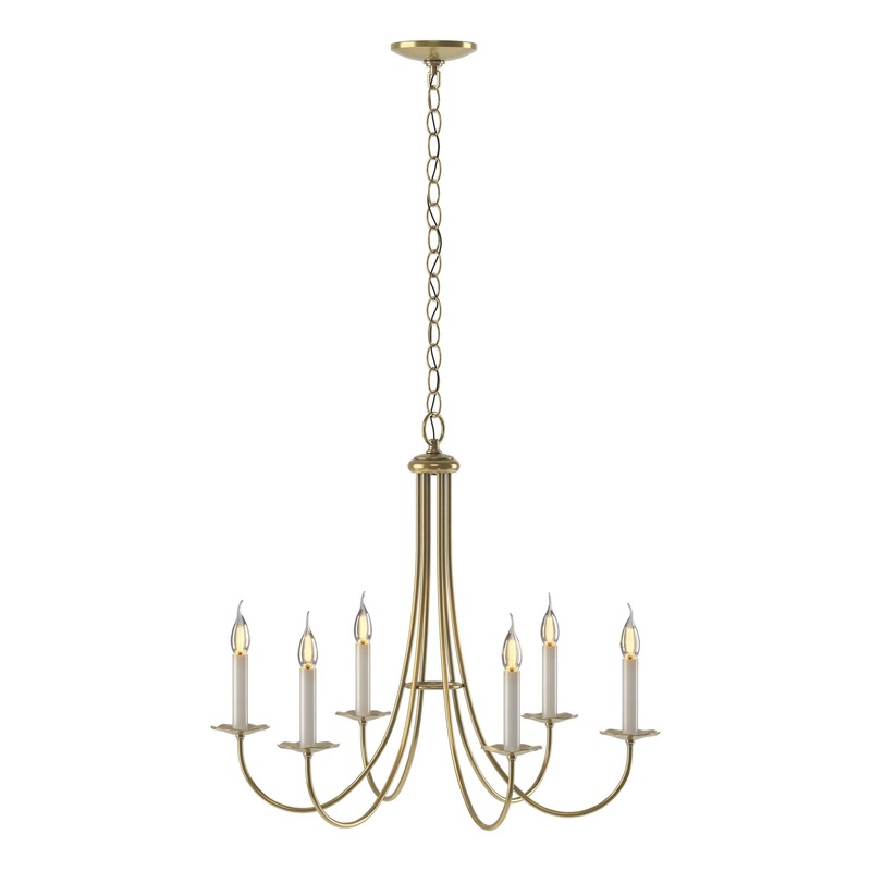 Simple Sweep 6-Arm Chandelier Modern Brass