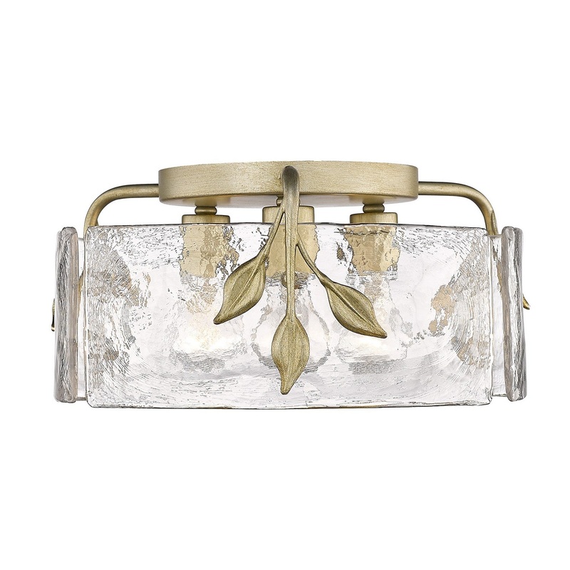 Three Light Flush Mount from the Calla WG Collection in White Gold Finish by Golden