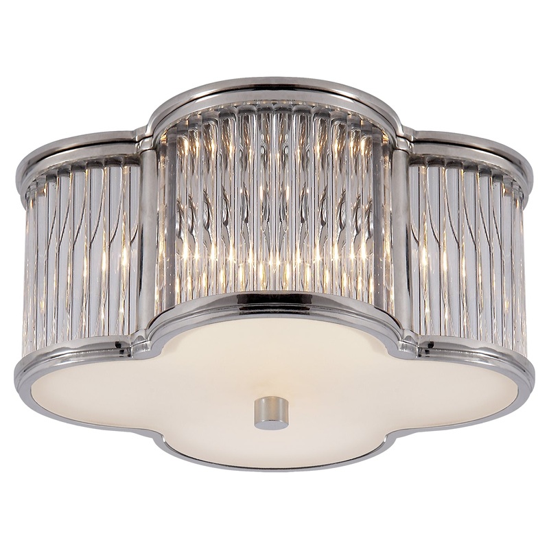 Two Light Flush Mount from the Basil Collection in Polished Nickel With Clear Glass Finish by Visual Comfort Signature