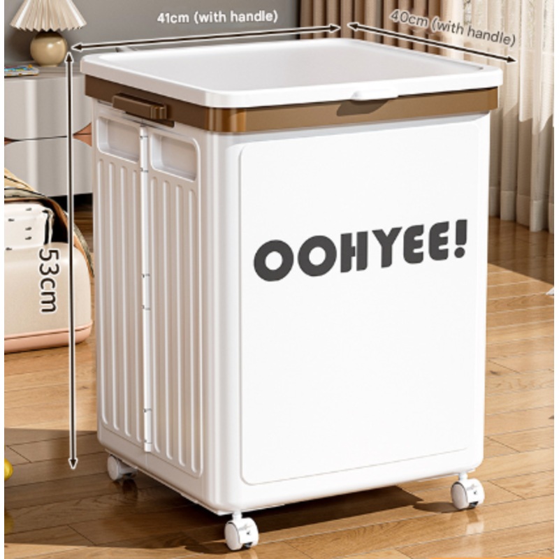 White Large Foldable Storage Box with Lid and Wheels – Heavy Duty Collapsible Toy Organizer Bin