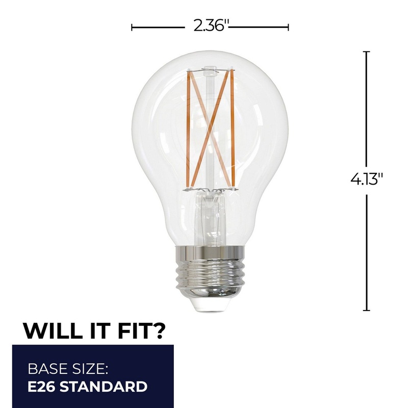7.60Watt A19 Clear, 800  Lumens, E26 base, 120 Volt Light Bulb by Bulbrite