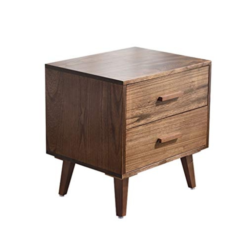 Comodini Decorazione Nordico in Legno massello, Camera da Letto Color Noce 2 Strati Letto Giapponese Armadio di stoccaggio Moderno Semplice Cuscinetto 300KG-52x40x50cm MUMUJIN