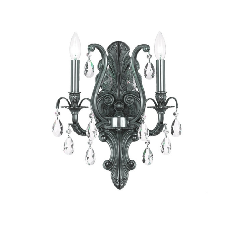 Crystorama 5563-PW-CL-MWP Dawson Two Light Wall Sconce Pewter