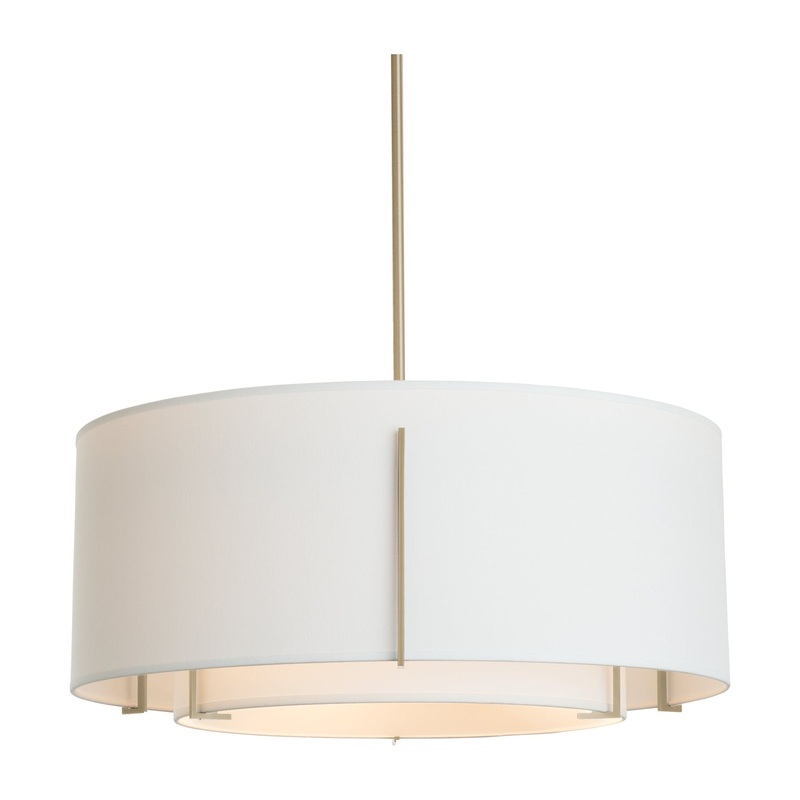 Exos Large Double Shade Pendant Soft Gold Natural Anna Inner Shade & Natural Anna Outer Shade