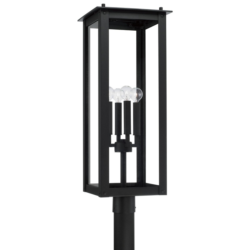 Four Light Outdoor Post-Lantern from the Hunt Collection in Black Finish by Capital Lighting