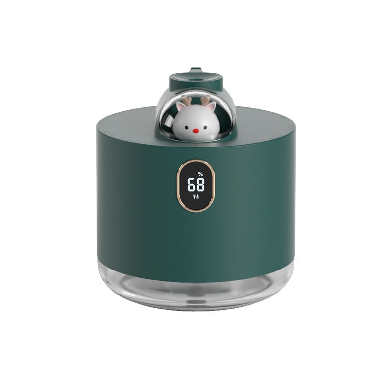 Green Adorable Space Capsule Humidifier – Portable USB Cool Mist Maker with LED Display & Ambient Night Light