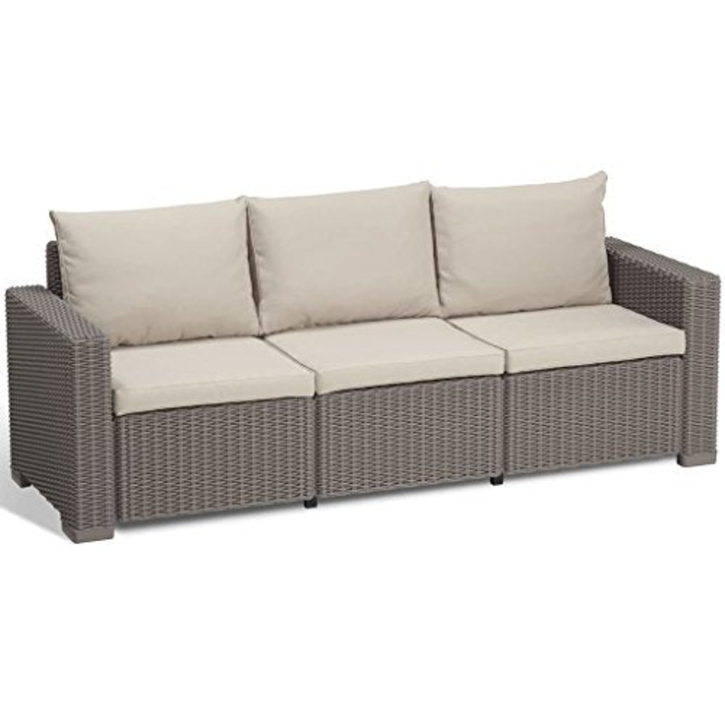 Keter Salemo Divano da Esterno 3 Posti, Cuscini Inclusi Cappuccino