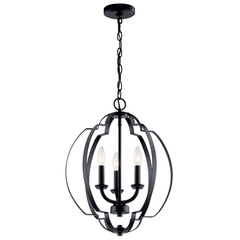 Kichler 42140BK Three Light Pendant, Black